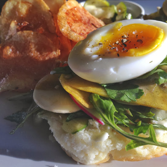 Soft-boiled egg biscuit sandwich