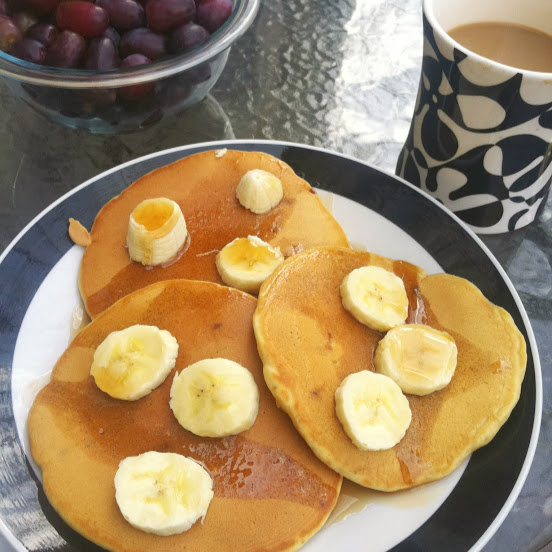 Peanut butter-bacon pancakes