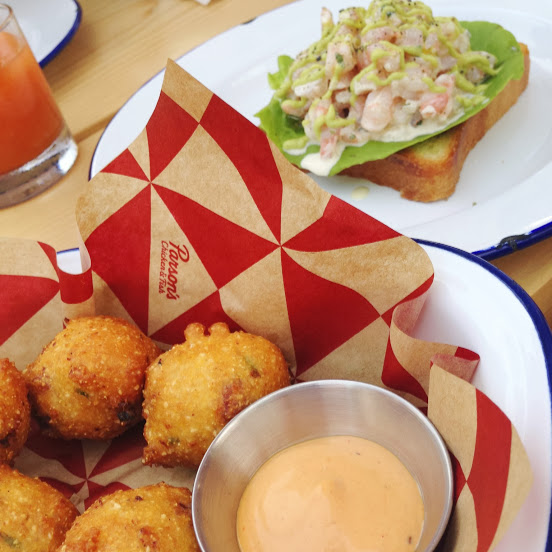 Hush puppies and shrimp toast