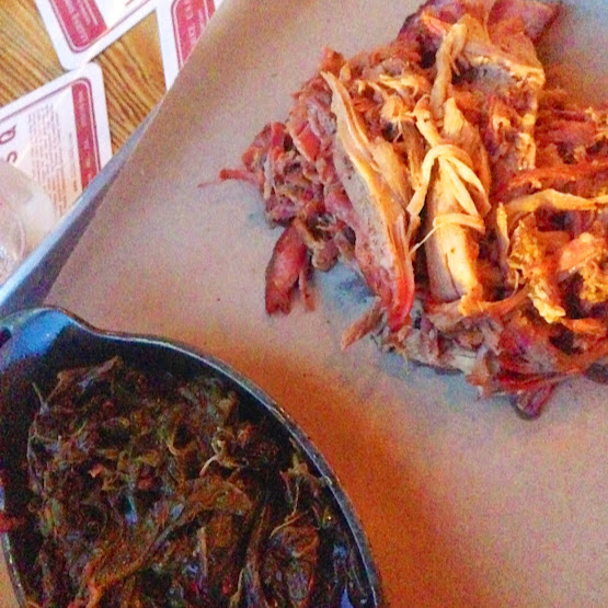 Pulled pork and collard greens, Lillie's Q
