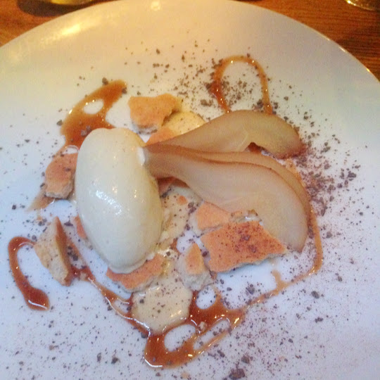 Bourbon-poached Asian pears, Coppervine