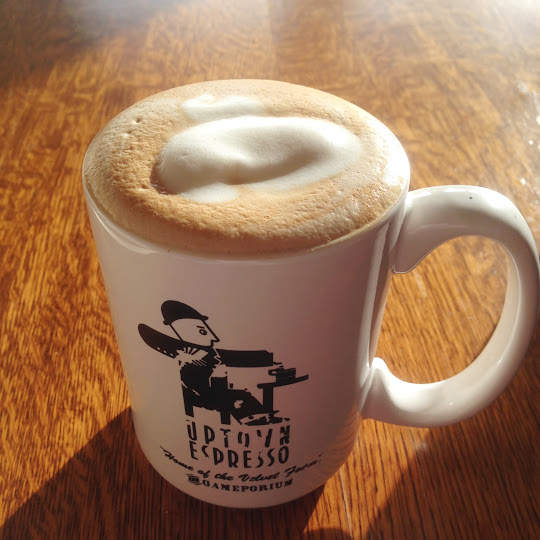 Soy latte with "velvet foam" from Uptown Espresso