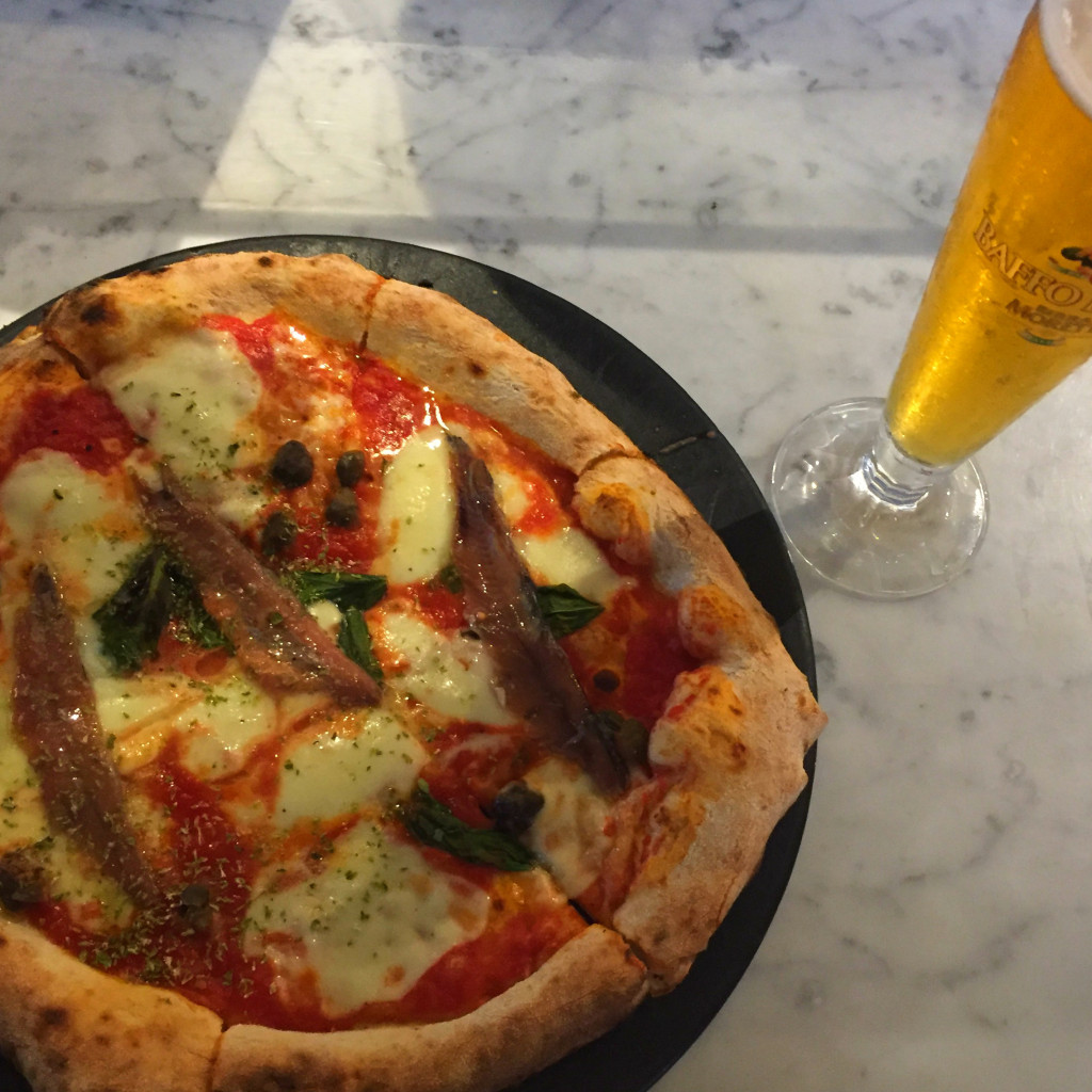 Pizza Napoli from Pizzeria Sud on the upper floor of Mercato Centrale