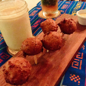 Conch fritters and Crazy Monkey cocktail, Elvi's Kitchen