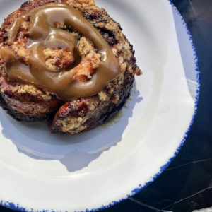 Chocolate cinnamon roll with espresso and marshmallow