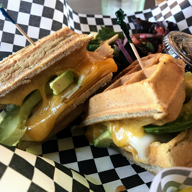 Waffle grilled cheese with avocado, The Terminal Cafe
