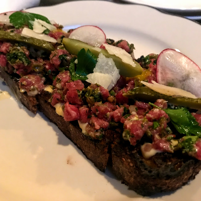 Beef tartare tartine, Willow Room